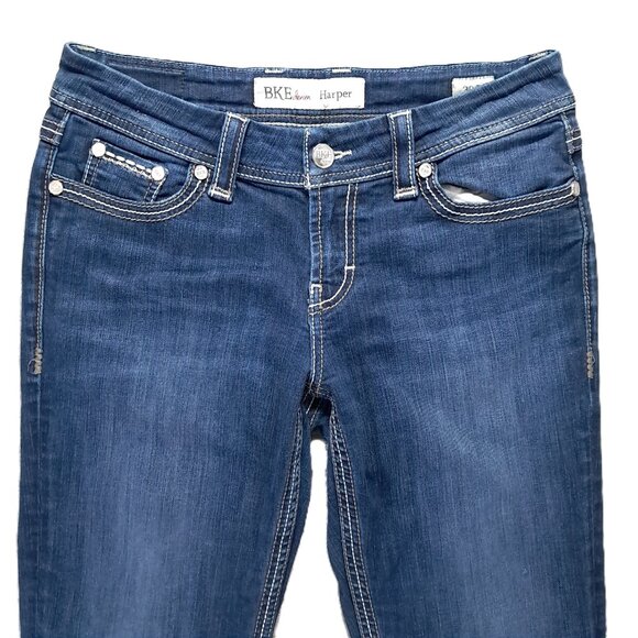 BKE Harper Bootcut Jean Women 33x30.5, Tag 30x31.5 Blue Stretch Thick Stitch - Picture 3 of 15